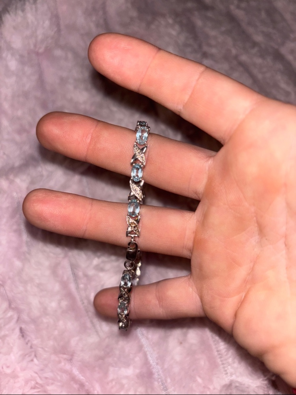 Sterling Silver Blue Topaz Tennis Bracelet - Elegant Women’s Jewelry